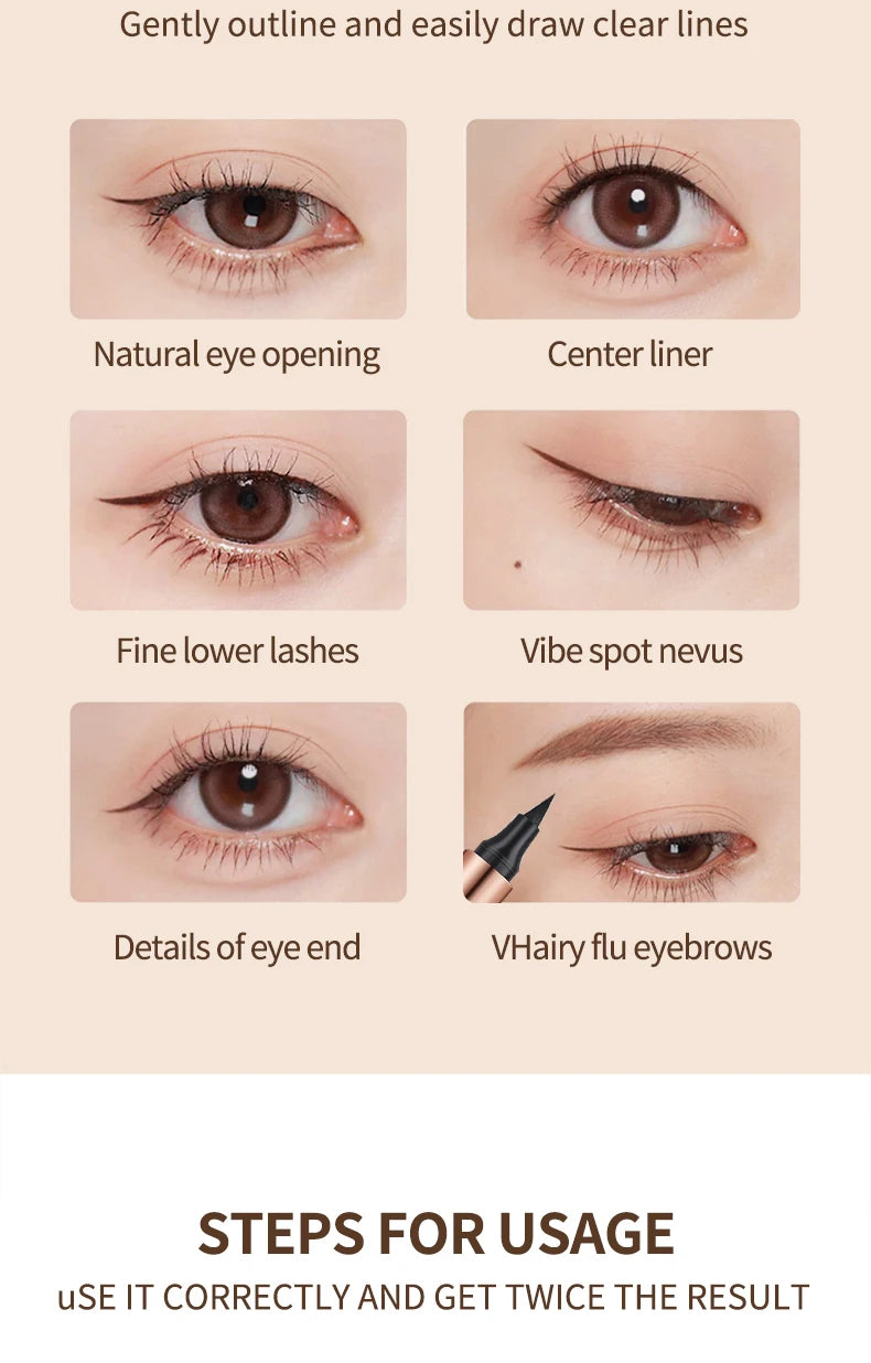 OCHEAL Eyeliner Stamp Black Liquid Eyeliner Pen Waterproof Fast Dry Dual Head Eye Liner Pencil Make-up for Women Cosmetics Tool