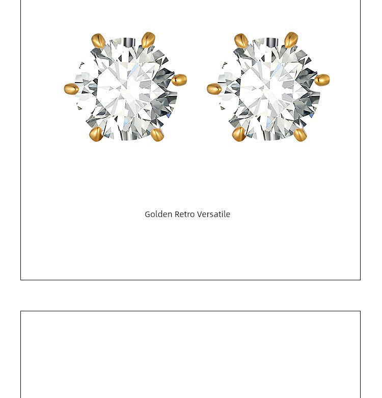 Kream S925 4-10mm Zircon Ear Studs Earrings Hip Hop Hiphop Men and Women Same Style All-Matching Fancy