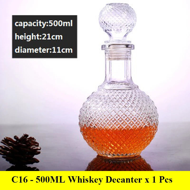 Novelty design 3 styles barware wine glass bottle 1000ml lead-free glass whiskey decanters for Liquor Scotch Bourbon