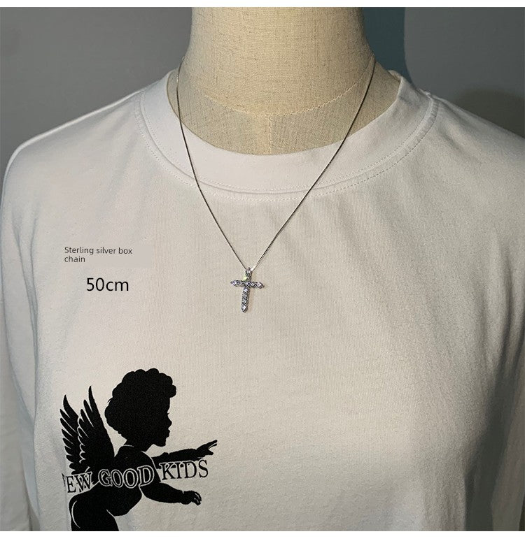 Couple Clavicle Chain Jewelry Sterling Silver Cross Pendant