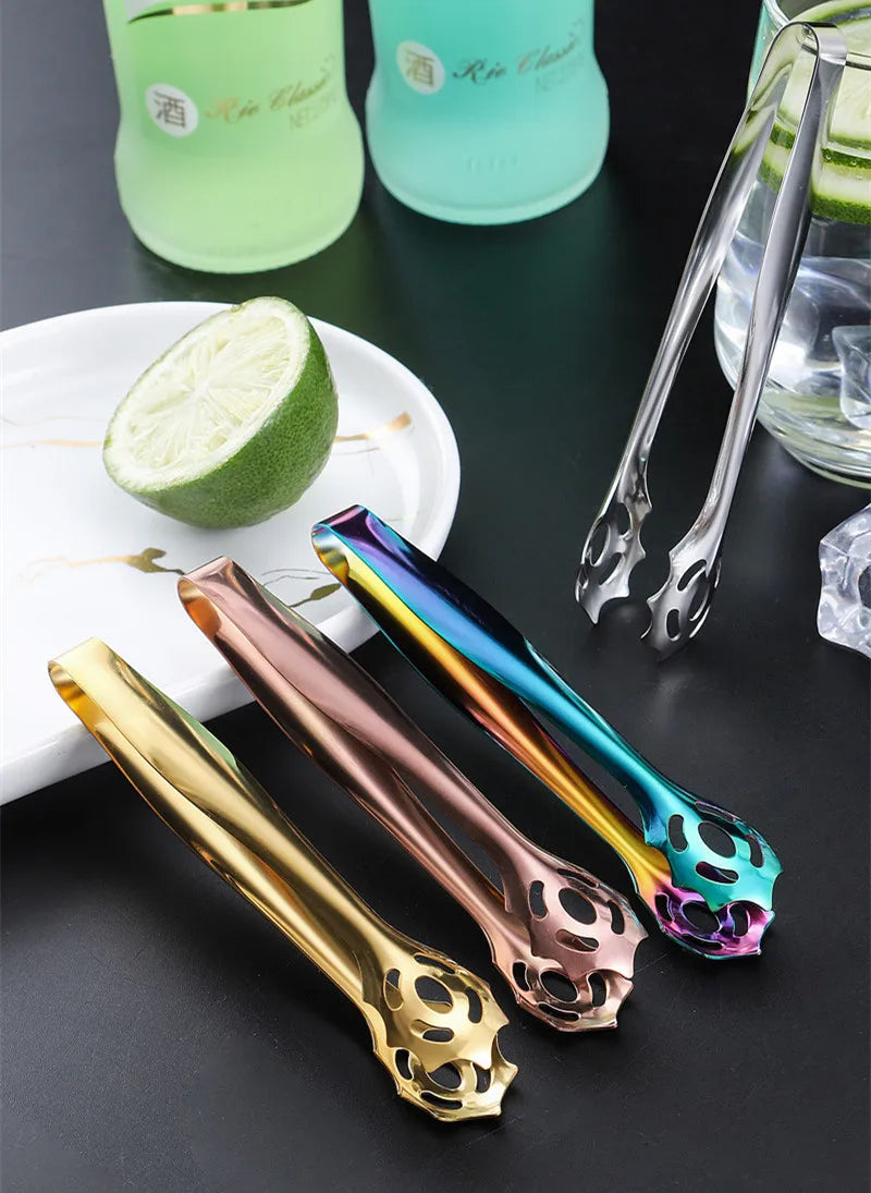 13.8cm Stainless Steel Ice Cube Clip Mini Sugar Tongs Barbecue Food Serving Clamp Kitchen Barware Bar Bartender Accessories