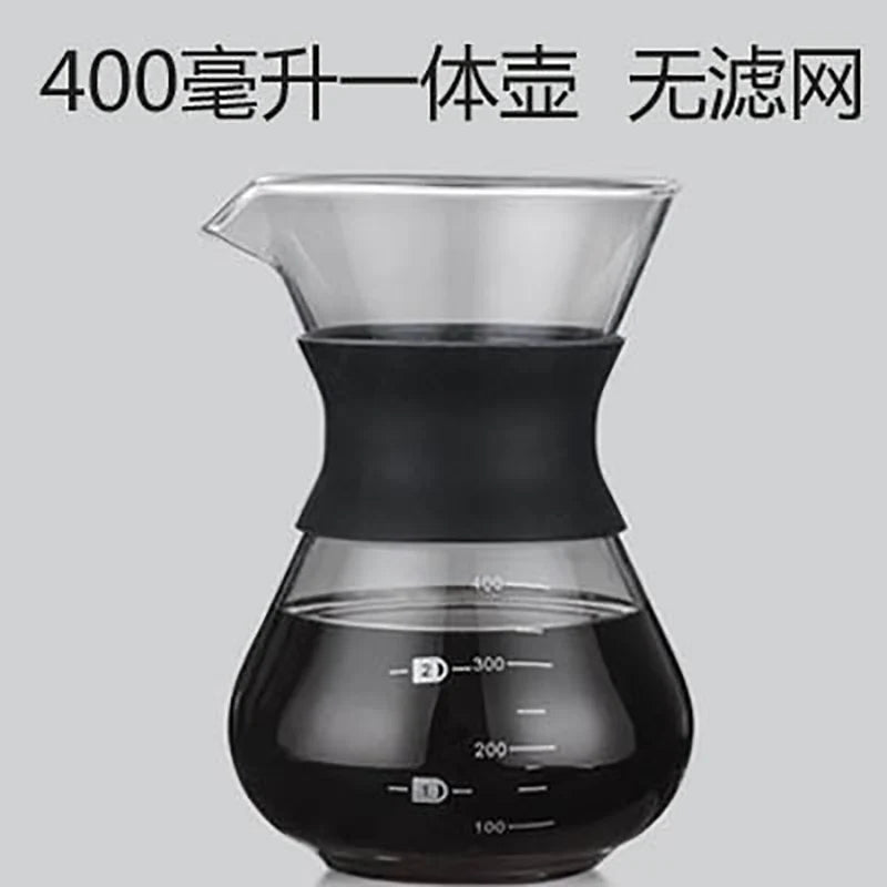 Reusable Glass Coffee Pot Manual Coffee Maker Stainless Steel Coffee Filter Durable Coffee Drip Pot Coffeeware 200/400ml