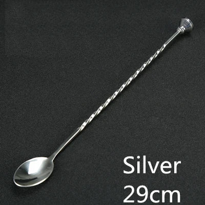 Cocktail Spoon Bar Spoon Stainless Steel Mixing Spiral Pattern Bar Teadrop Spoon  Bar Tool Bartender Tools