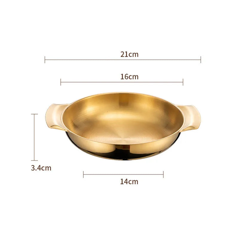 Stainless Steel Seafood Rice Pot Home Cooking Paella Pan Picnic Snack Plates Cookware Saucepan Dry Pots with Handle for Kitchen