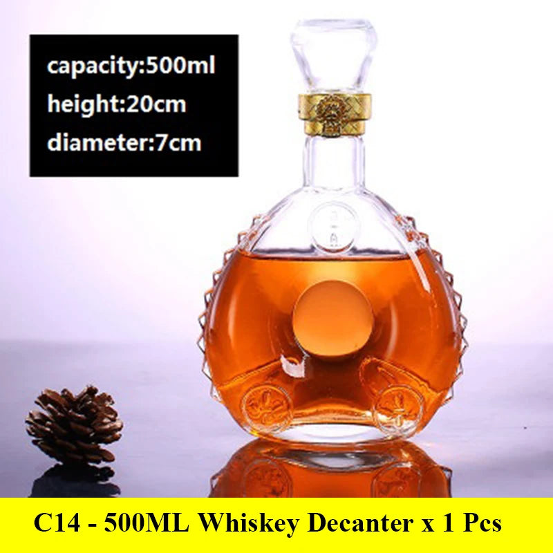 Novelty design 3 styles barware wine glass bottle 1000ml lead-free glass whiskey decanters for Liquor Scotch Bourbon