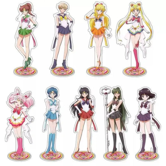 Anime SAILOR MOON Aino Minako Mizuno Ami Hino Rei Kino Makoto Cosplay Acrylic Figure Stand Model Plate Desk Decor Gift