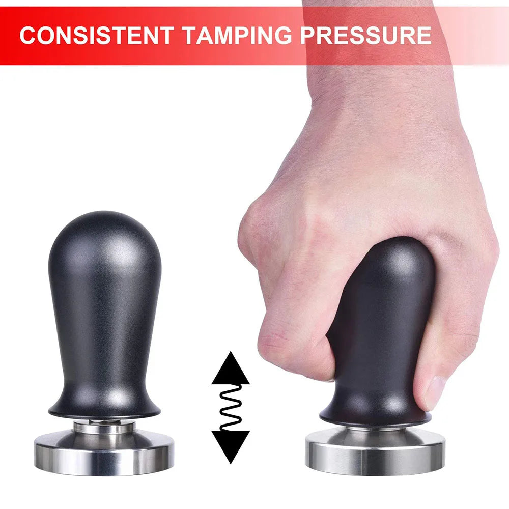 Calibrated Espresso Coffee Tamper 30lb Spring Loaded Elastic Coffee Tamper Aluminum/Wooden Stainless Steel Coffee Powder Hammer