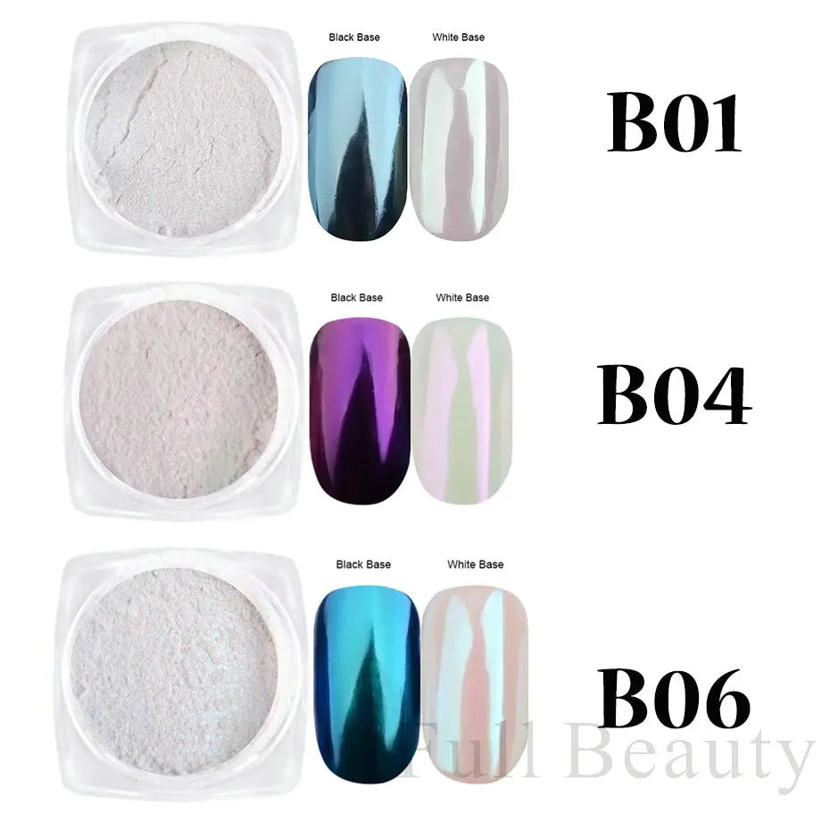 2pcs Nail Mirror Glitter Powder Gold Silver Metallic Effect Pigment Gel Polish Chrome Flakes Dust Holographic Decoration NFC000