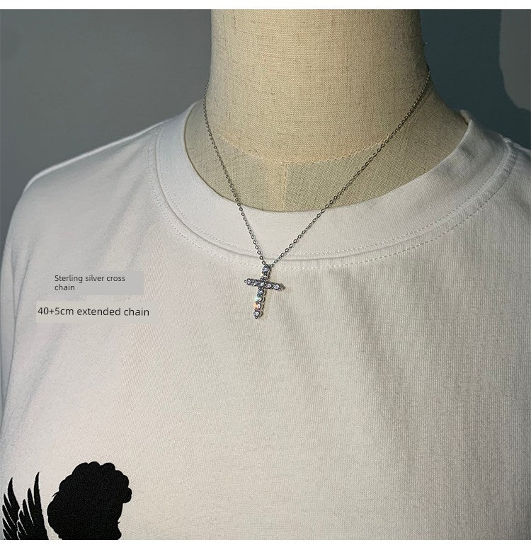 Couple Clavicle Chain Jewelry Sterling Silver Cross Pendant