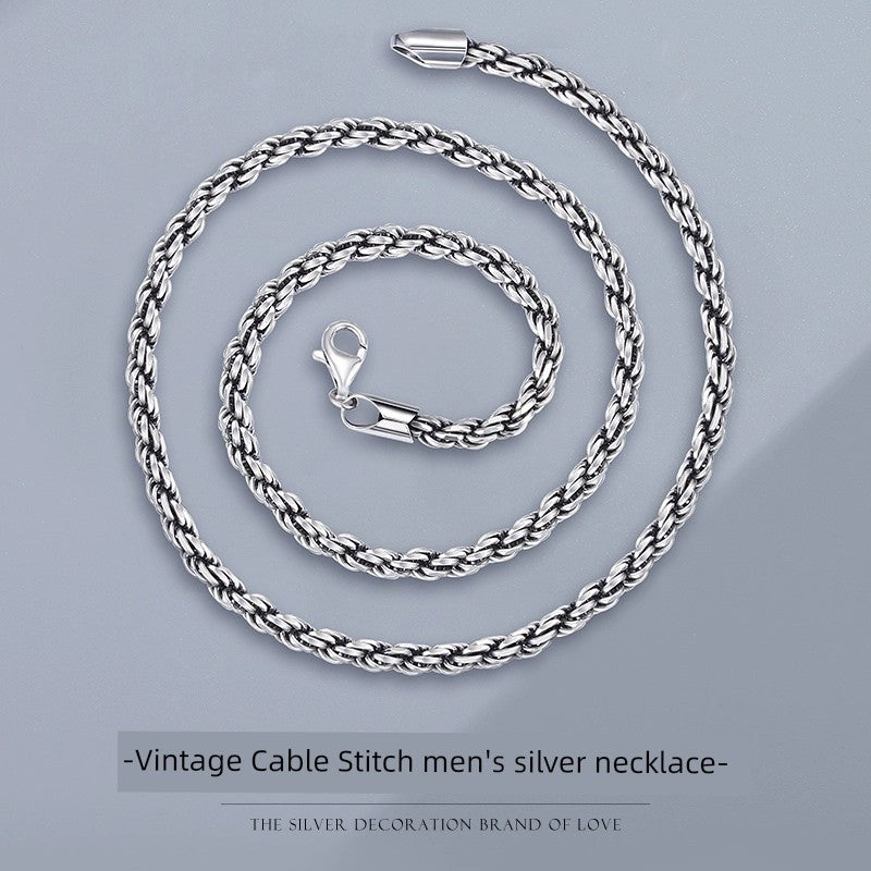 Cuban Sterling Silver Necklace Men's Fashionable Hip-hop All-Match High-Grade Vegetarian Chain Choker Birthday Gift for Boyfriend Boys