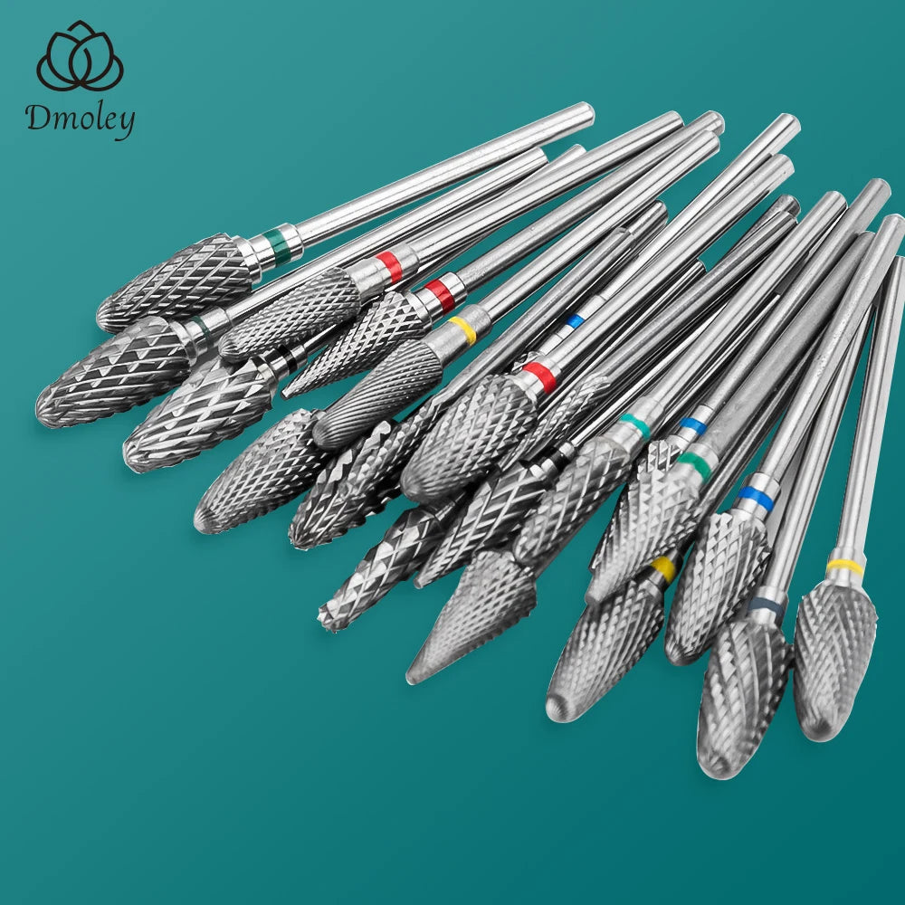 Dmoley Ceramic Tungsten Nail Drill Bit Electric Manicure Drills For Machine Milling Cutter Nail Burr Pedicure Accessories Tools