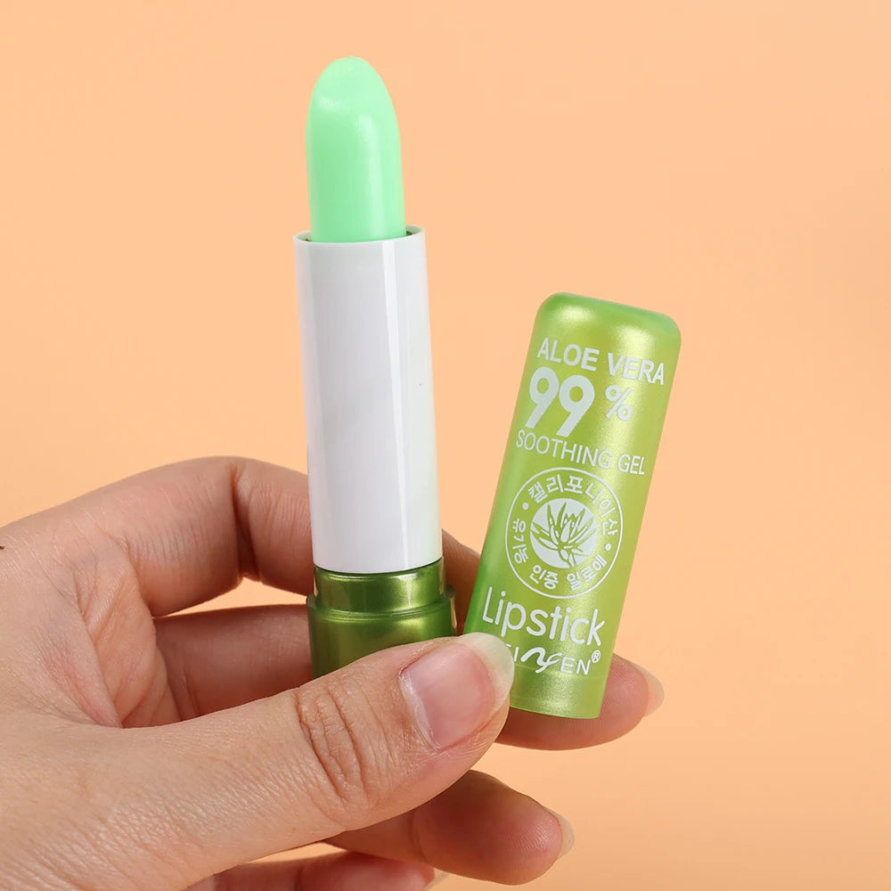 1PC Moisture Lip Balm Long-Lasting Natural Aloe Vera Lipstick Color Mood Changing Long Lasting Moisturizing Lipstick Anti Aging