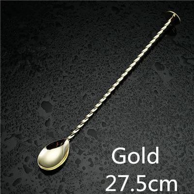 Cocktail Spoon Bar Spoon Stainless Steel Mixing Spiral Pattern Bar Teadrop Spoon  Bar Tool Bartender Tools