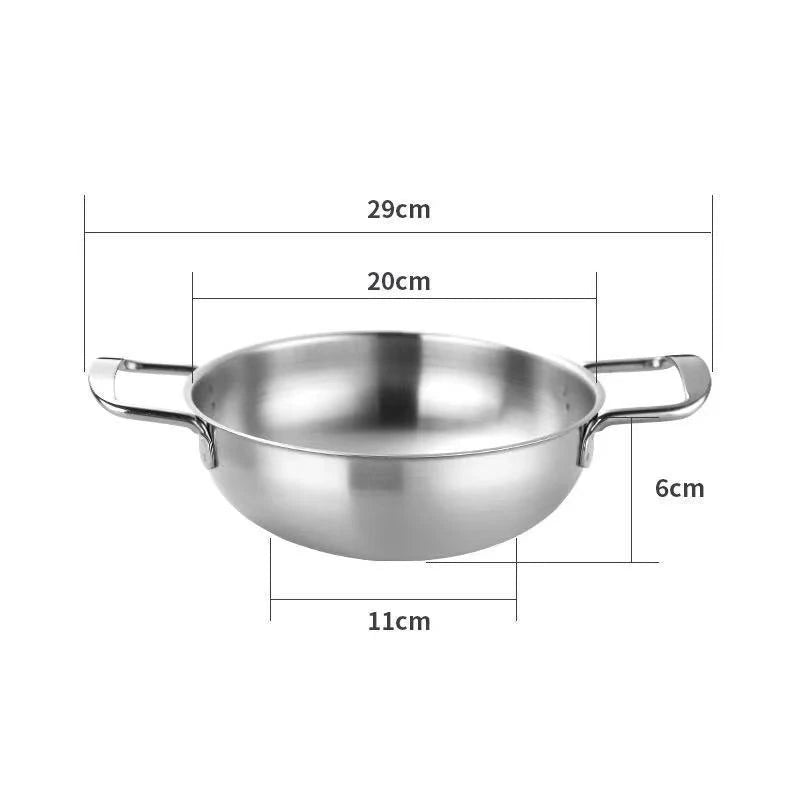 Stainless Steel Seafood Rice Pot Home Cooking Paella Pan Picnic Snack Plates Cookware Saucepan Dry Pots with Handle for Kitchen