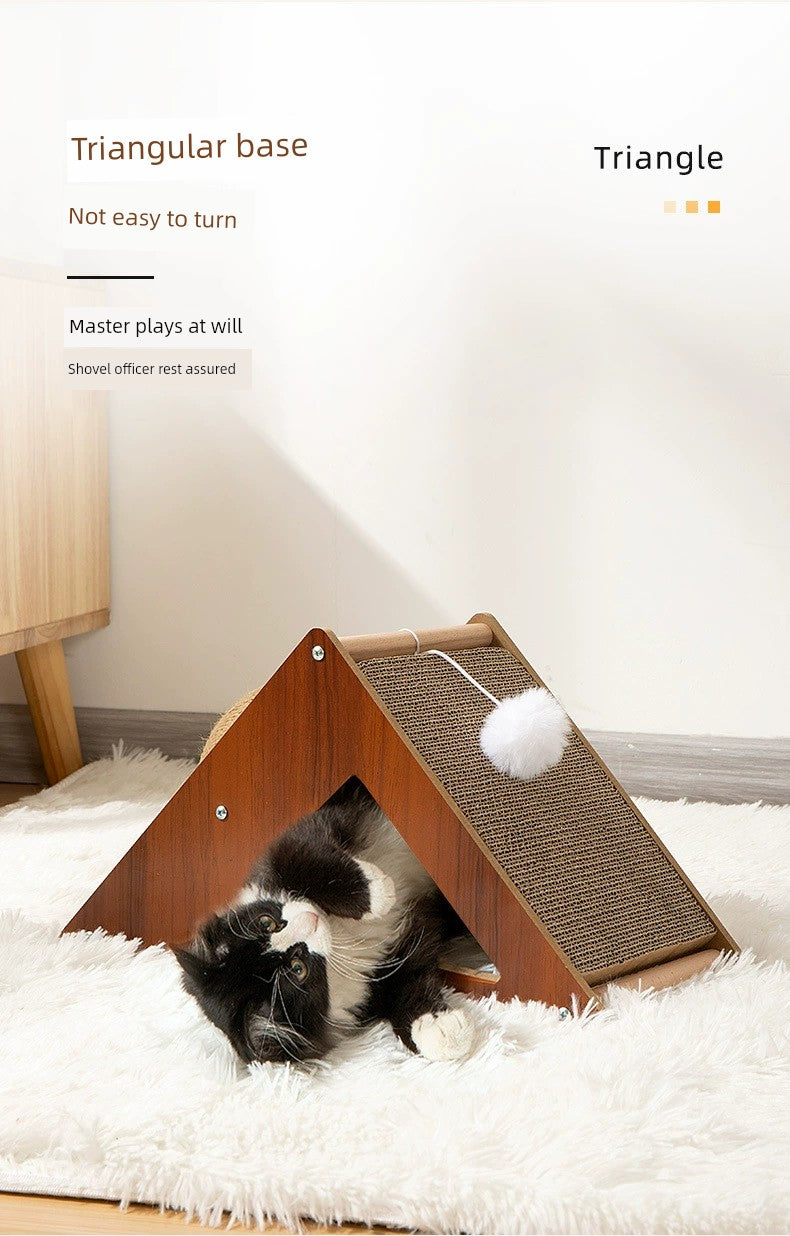 Cat Scratch Board Wooden Cat Grasping Ball Cat Grinding Claw Hand Wrapped Sisal Hemp Rope Cat Climbing Frame Scratching Pole Scratch-Resistant Cat Toy