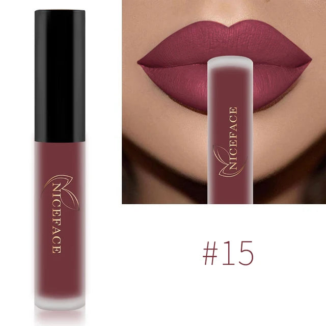 NICEFACE 29 Colors Liquid Lipstick Makeup Waterproof Matte Red Lip Gloss Long Lasting Nude Lip Tint Makeup Pigment Cosmetics