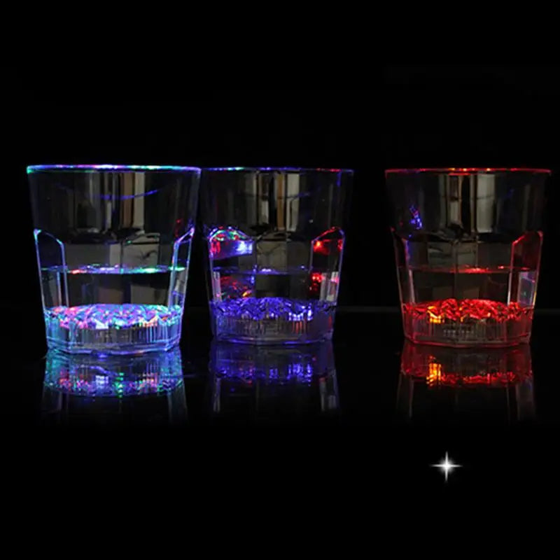 50ml LED Flashing Cups Fun Beer Wine Drinking Transparent Plastic Mug Blinking Glowing Barware for Bar Night Club Party Supplies