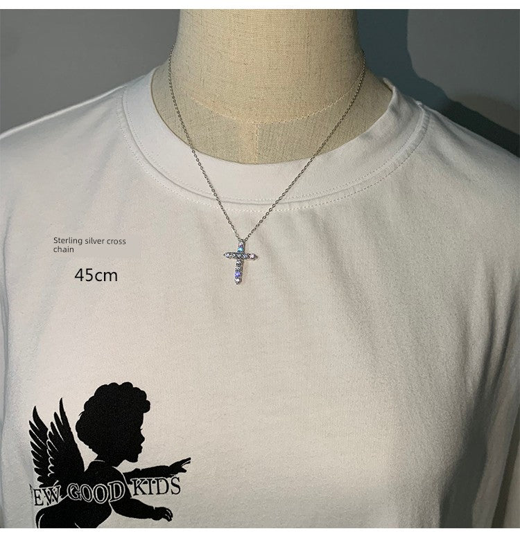 Couple Clavicle Chain Jewelry Sterling Silver Cross Pendant