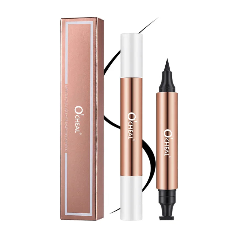 OCHEAL Eyeliner Stamp Black Liquid Eyeliner Pen Waterproof Fast Dry Dual Head Eye Liner Pencil Make-up for Women Cosmetics Tool