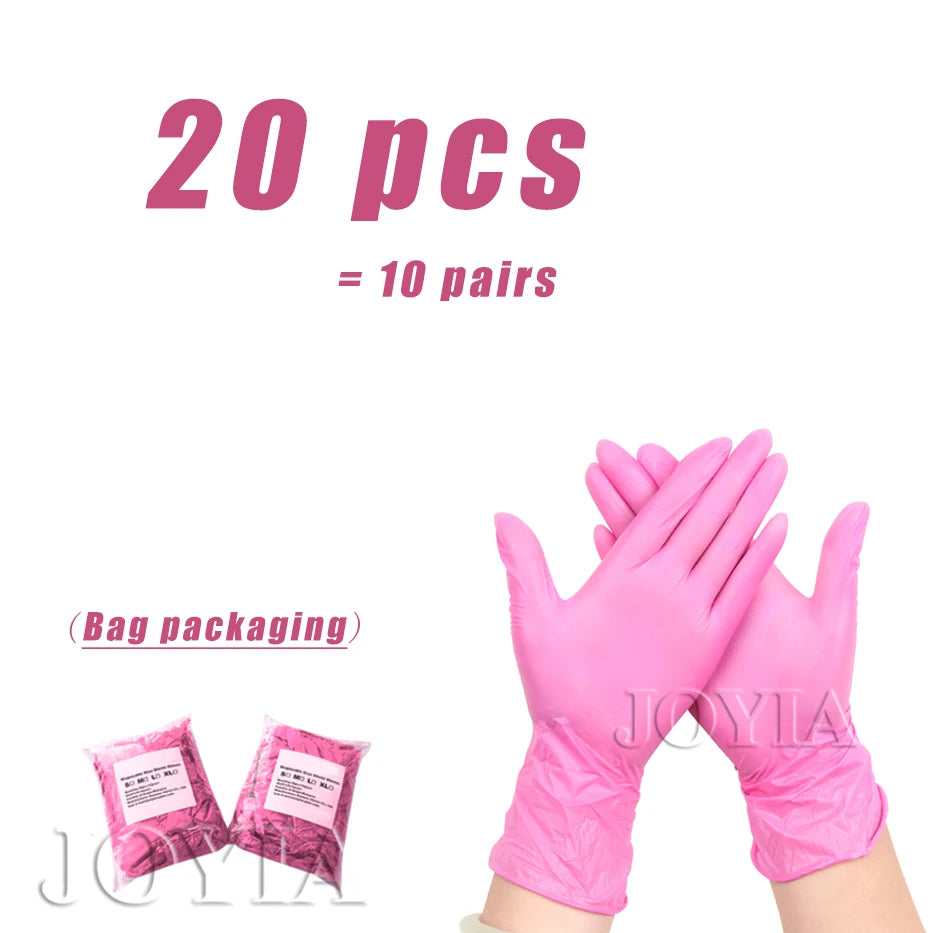 Black Disposable Nitrile Gloves 100pcs Latex Free Powder-Free Small Medium Large Pink Tattoo Gloves For Work Kitchen Clean XS XL