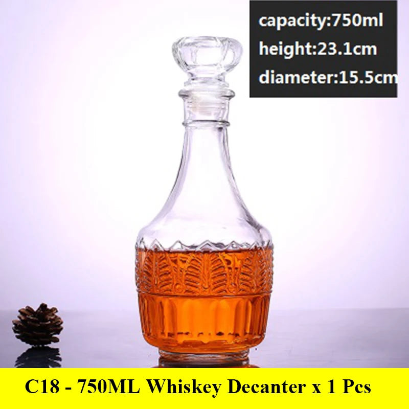 Novelty design 3 styles barware wine glass bottle 1000ml lead-free glass whiskey decanters for Liquor Scotch Bourbon