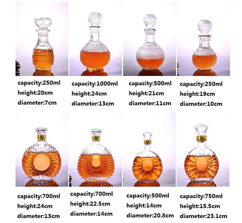 Novelty design 3 styles barware wine glass bottle 1000ml lead-free glass whiskey decanters for Liquor Scotch Bourbon