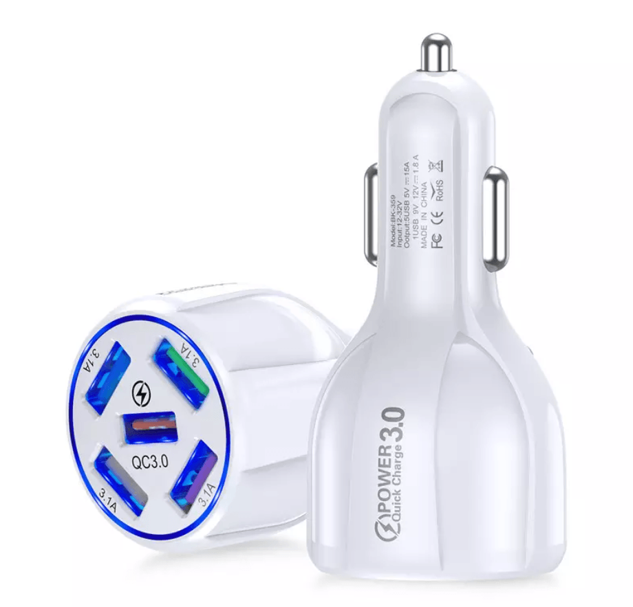 2 Pack PBG 5 Port USB Fast Car Charger with LED Display Charge 5