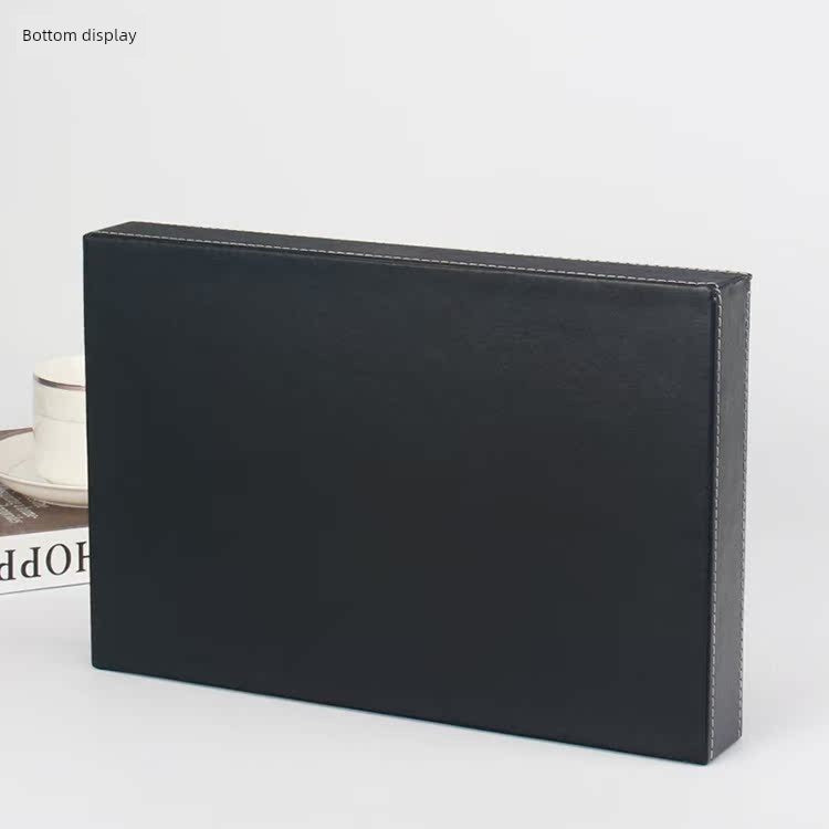 Leather Office Supplies Desktop Storage Box Stationery Business Card Case Other Sundries Storage Box Creative Four Gingham