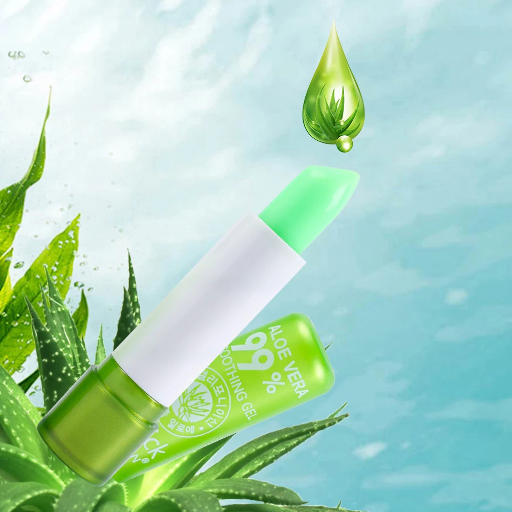 1PC Moisture Lip Balm Long-Lasting Natural Aloe Vera Lipstick Color Mood Changing Long Lasting Moisturizing Lipstick Anti Aging