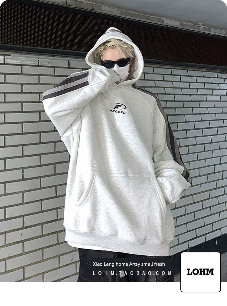 Hip Hop Ins Stitching Printing Coat Hooded Sweater