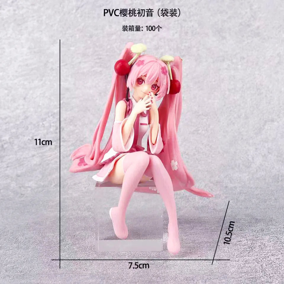 New Hatsune Miku Anime figure Pink dress PVC model action toys Cherry pink cherry blossom decoration collect gifts