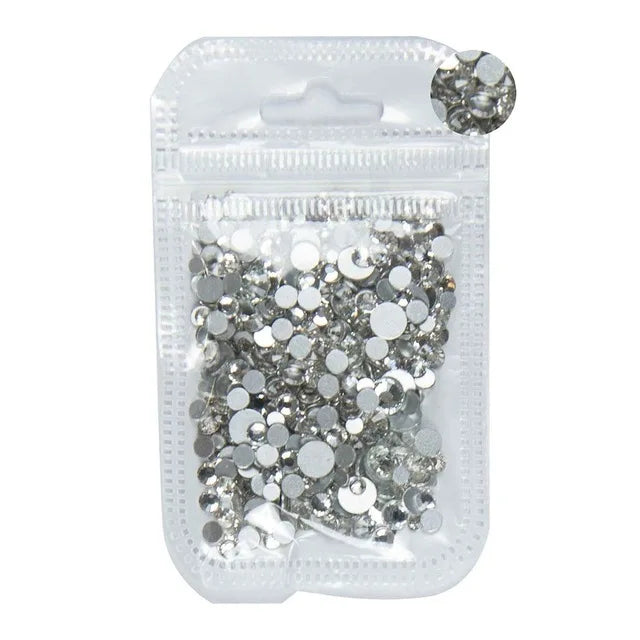 SS3-ss8 1440pcs Clear Crystal AB gold 3D Non HotFix FlatBack Nail Art Rhinestones Decorations Shoes And Dancing Decoration