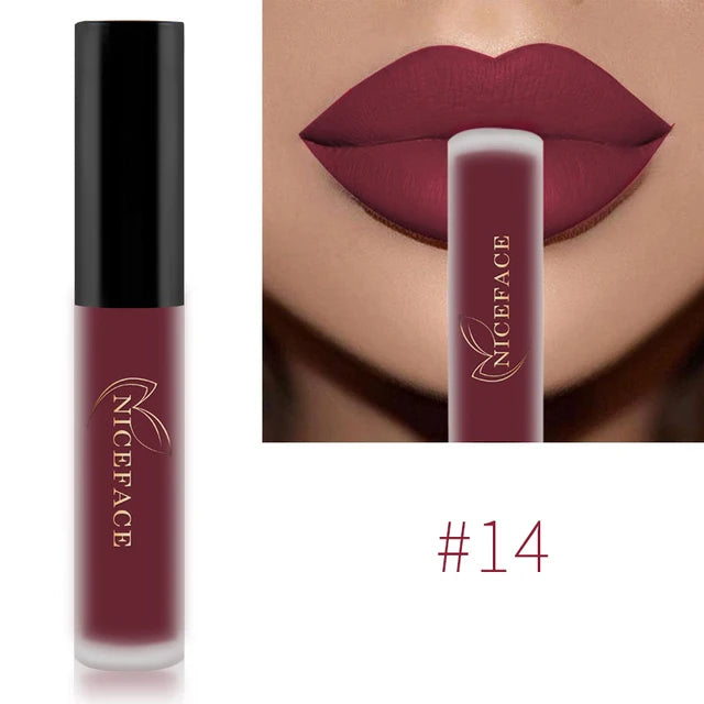 NICEFACE 29 Colors Liquid Lipstick Makeup Waterproof Matte Red Lip Gloss Long Lasting Nude Lip Tint Makeup Pigment Cosmetics