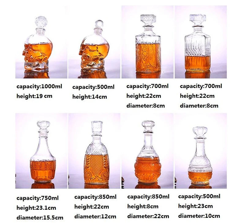 Novelty design 3 styles barware wine glass bottle 1000ml lead-free glass whiskey decanters for Liquor Scotch Bourbon