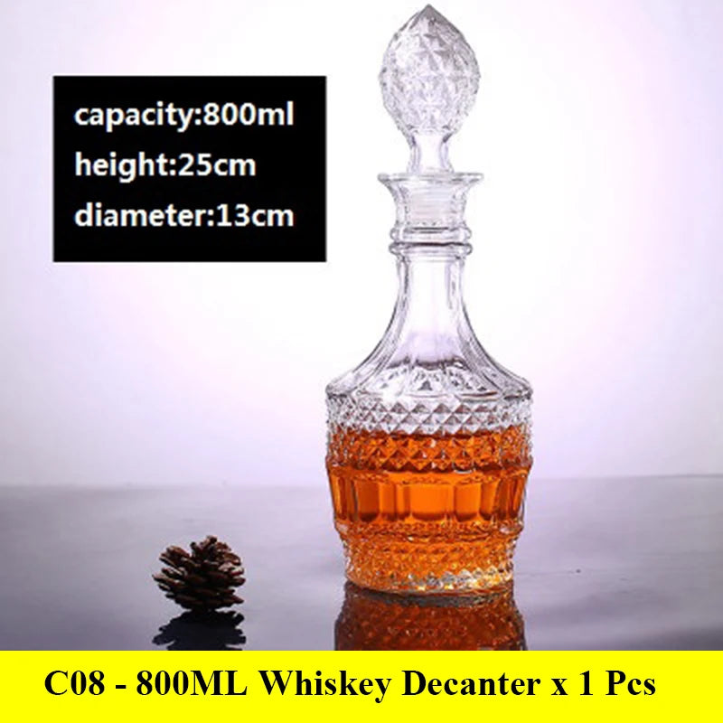 Novelty design 3 styles barware wine glass bottle 1000ml lead-free glass whiskey decanters for Liquor Scotch Bourbon