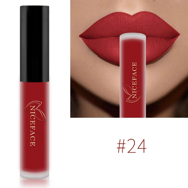 NICEFACE 29 Colors Liquid Lipstick Makeup Waterproof Matte Red Lip Gloss Long Lasting Nude Lip Tint Makeup Pigment Cosmetics