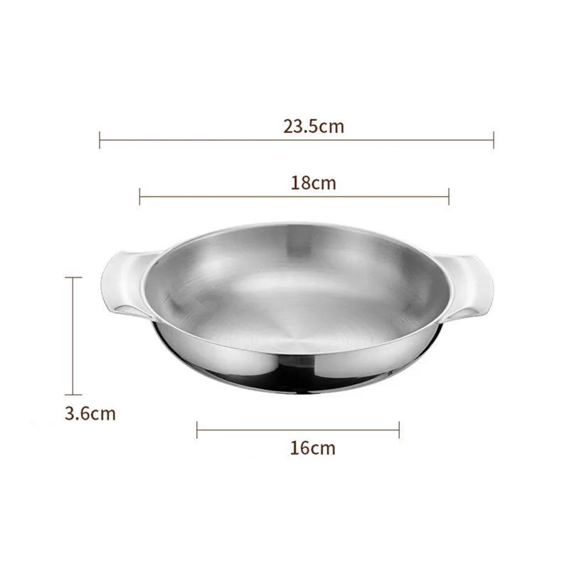 Stainless Steel Seafood Rice Pot Home Cooking Paella Pan Picnic Snack Plates Cookware Saucepan Dry Pots with Handle for Kitchen