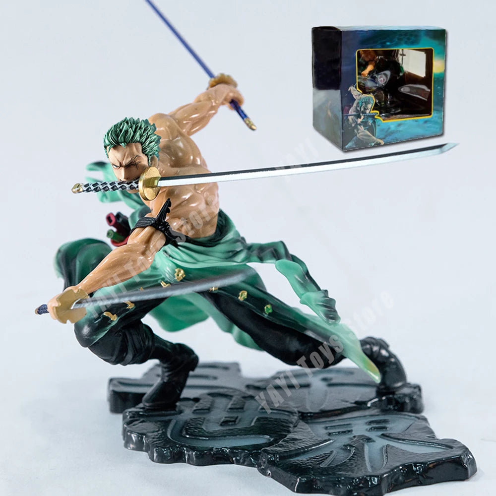 Hot One Piece 10cm Anime Figure GK Roronoa Zoro Three-blade Sa-maximum Manga Anime Statue Action Figure Collection Model Kid Toy