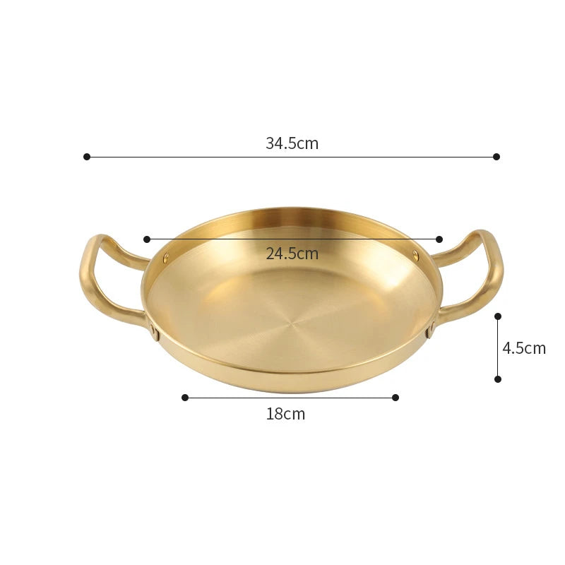 Stainless Steel Seafood Rice Pot Home Cooking Paella Pan Picnic Snack Plates Cookware Saucepan Dry Pots with Handle for Kitchen