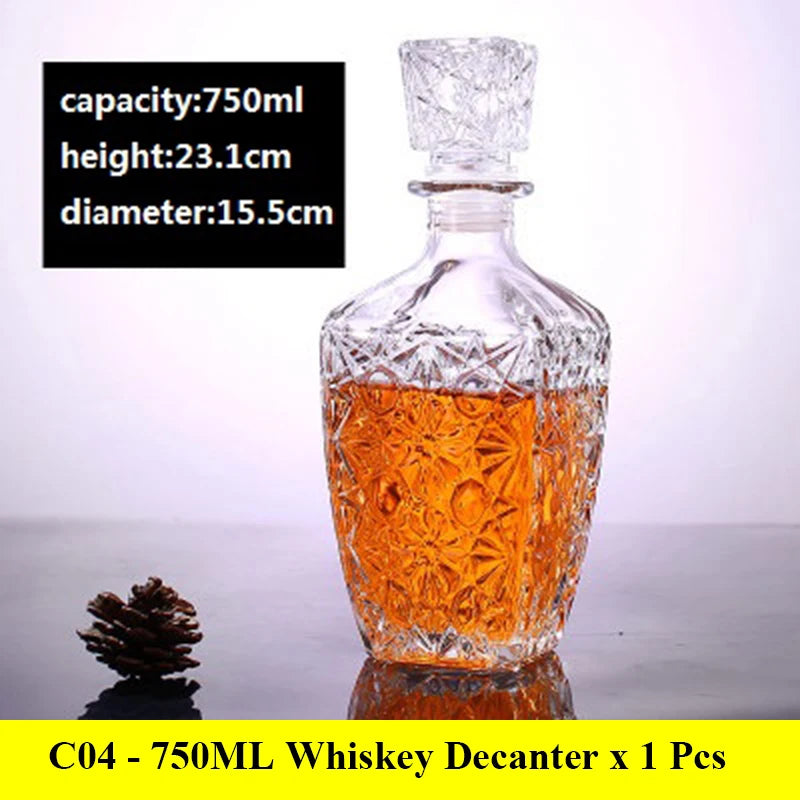 Novelty design 3 styles barware wine glass bottle 1000ml lead-free glass whiskey decanters for Liquor Scotch Bourbon