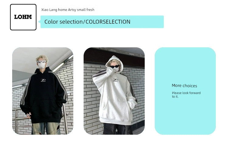 Hip Hop Ins Stitching Printing Coat Hooded Sweater