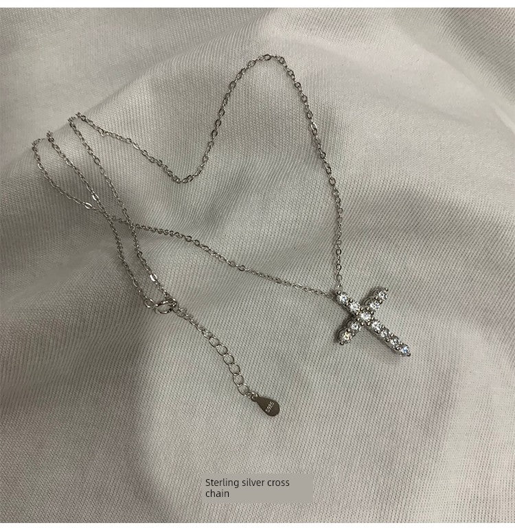 Couple Clavicle Chain Jewelry Sterling Silver Cross Pendant