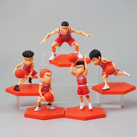 5Pcs Anime Slam Basketball Dunk Action Figure Sakuragi Rukawa Maple Haruko Akagi Kawaii Doll PVC Collectible Model Toy Gift