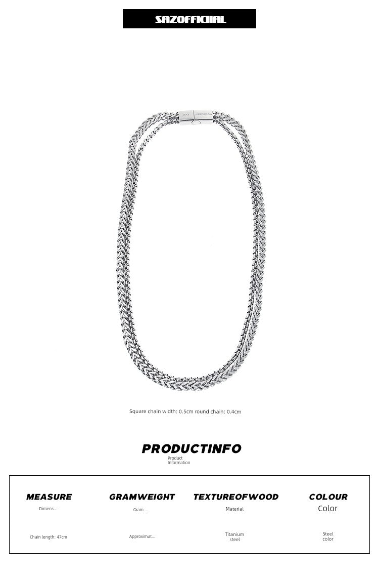 Saz Double-Layer Magnetic Buckle Necklace Men's Keep Going Minimalist Normcore Style Hip Hop Original Clavicle Chain Does Not Fade