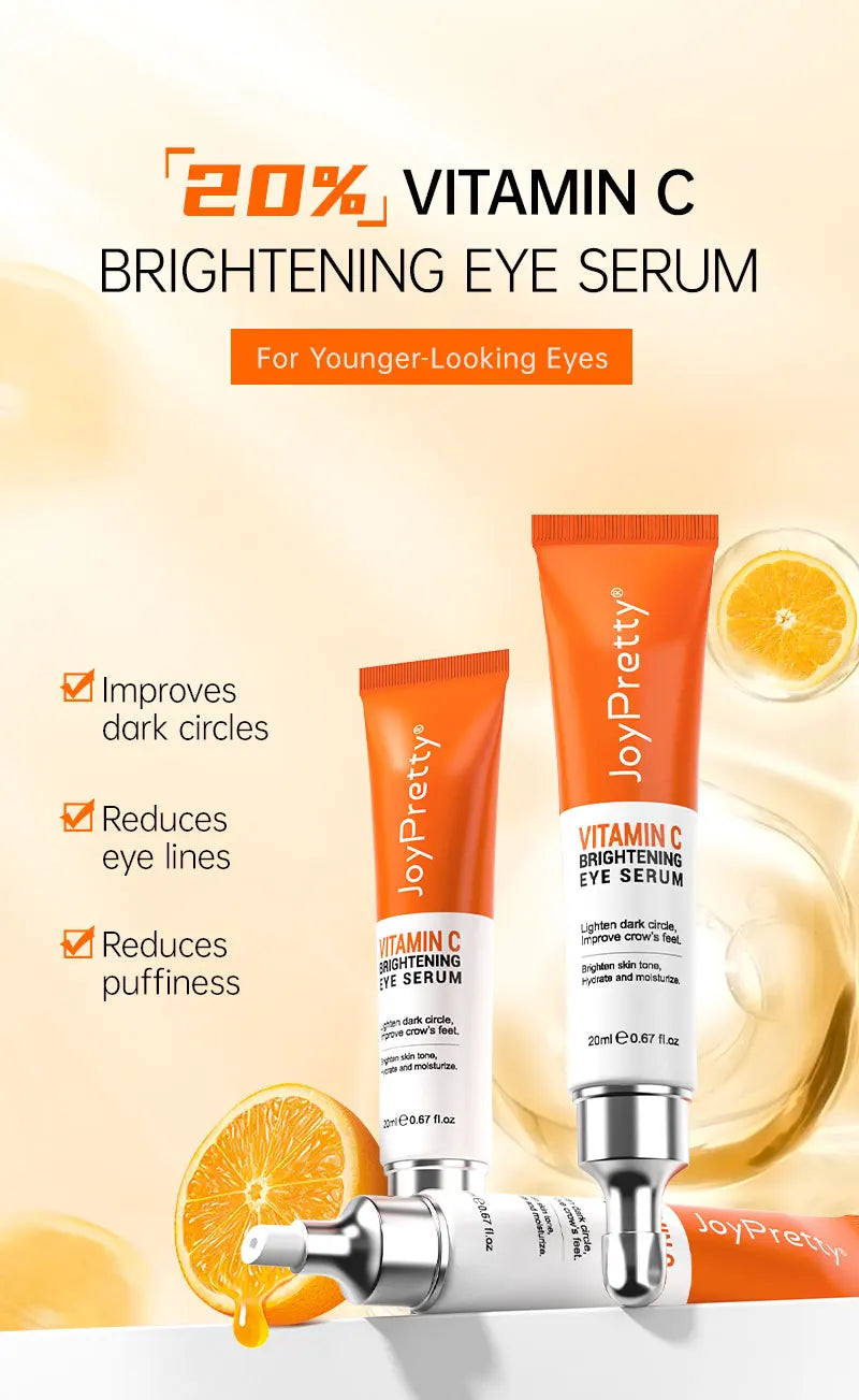 JoyPretty Vitamin C Eye Cream Anti Dark Circles Eye Bag Firmness Moisturizing Whitening Massager Wrinkle Eye Serum Beauty Health