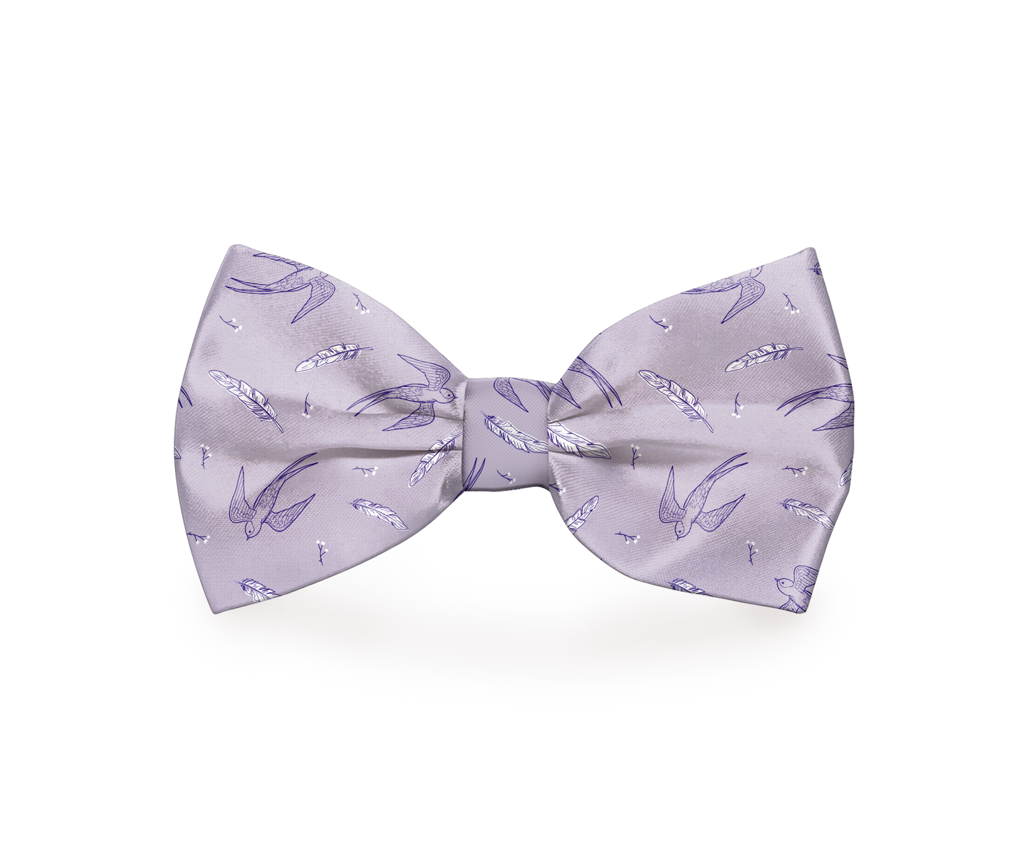 Swallow & Feather Dog Bow Tie Purple