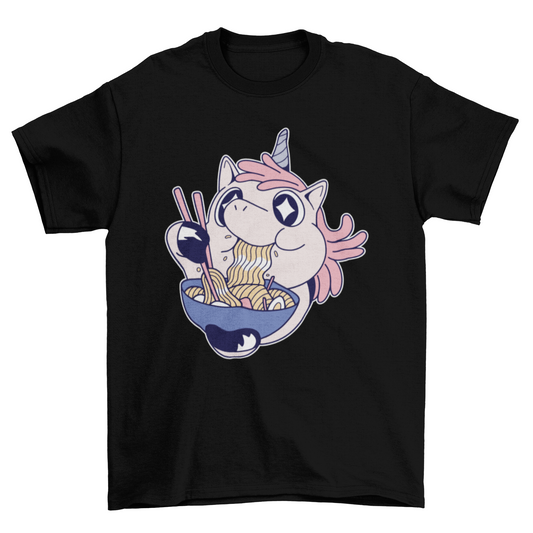 Unicorn eating ramen t-shirt