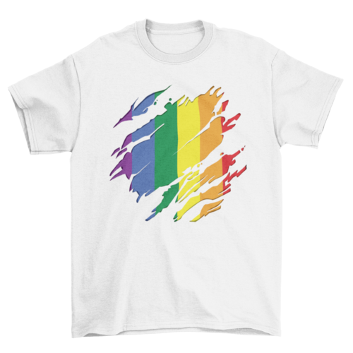 Scratched lgtb flag t-shirt