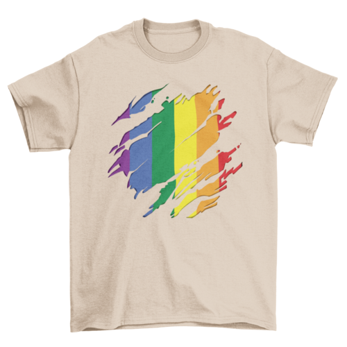 Scratched lgtb flag t-shirt