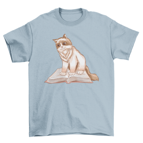 Cat reading t-shirt